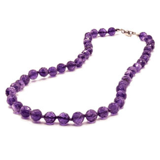 Amethyst necklace faceted 8mm