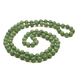 collana in avventurina verde 8 mm, lunghezza 82 cm, catena senza fine