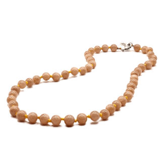 Genuine moonstone necklace 8mm apricot-colored