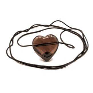 Lamellar obsidian heart pendant drilled brown
