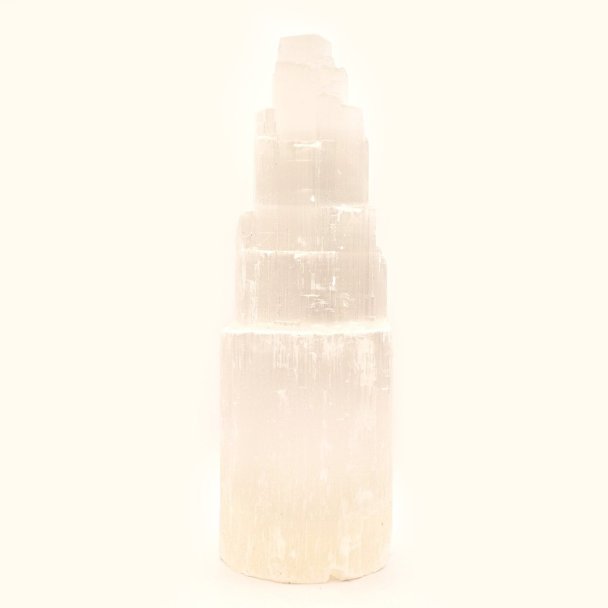 Selenit Rohkristall Lampe, ca. 26cm hoch, warmes Licht