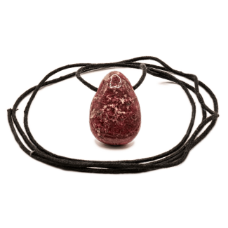 Drilled thulite pendant, drop-shaped