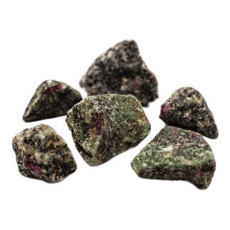 Zoisite with ruby rough stones